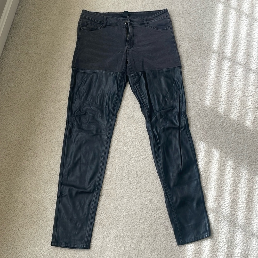 H&M half leather denim jeans 10